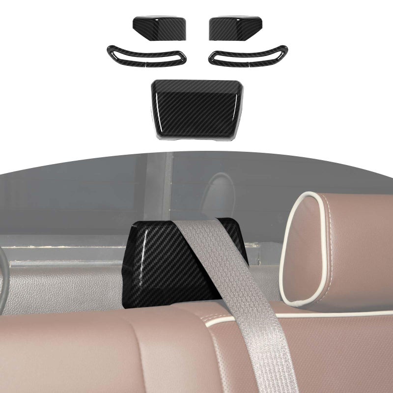 JOSHELA for Silverado Seat Belt Trim Cover Carbon Fiber for Chevy Silverado GMC Sierra 2014 2015 2016 2017 2018 Black Carbon Fiber Interior Accessories 5pcs